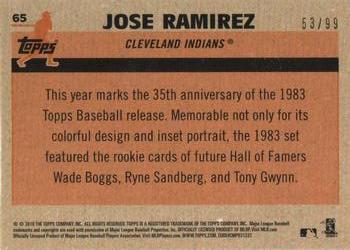 2018 Topps - 1983 Topps Baseball 35th Anniversary Chrome Silver Pack Green Refractor #65 Jose Ramirez Back