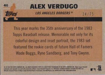 2018 Topps - 1983 Topps Baseball 35th Anniversary Chrome Silver Pack Purple Refractor #46 Alex Verdugo Back