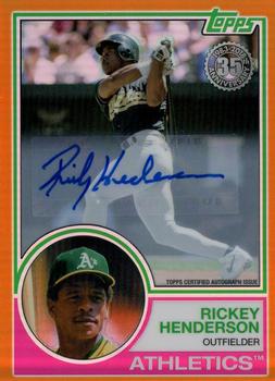 2018 Topps - 1983 Topps Baseball 35th Anniversary Chrome Silver Pack Autographs Orange Refractor #66 Rickey Henderson Front