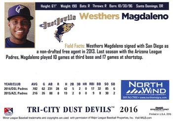 2016 Grandstand Tri-City Dust Devils #NNO Westhers Magdaleno Back