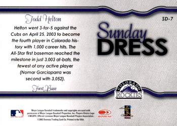 2004 Leaf - Sunday Dress #SD-7 Todd Helton Back