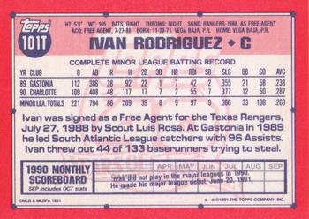 1991 Topps Traded #101T Ivan Rodriguez Back