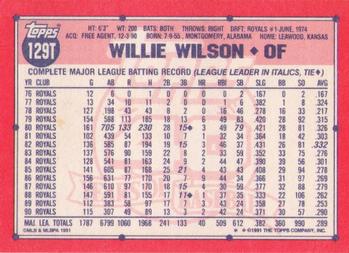1991 Topps Traded #129T Willie Wilson Back