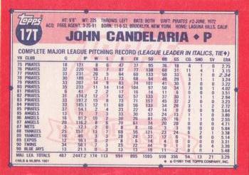 1991 Topps Traded #17T John Candelaria Back
