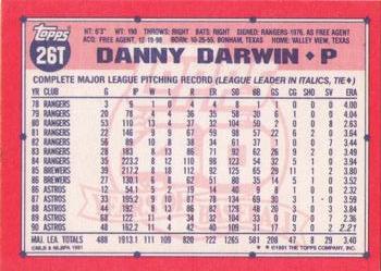 1991 Topps Traded #26T Danny Darwin Back