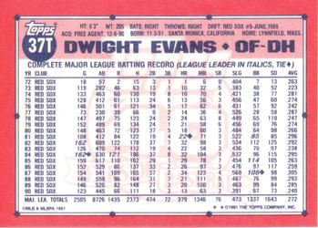 1991 Topps Traded #37T Dwight Evans Back