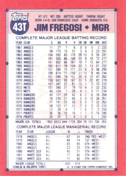 1991 Topps Traded #43T Jim Fregosi Back
