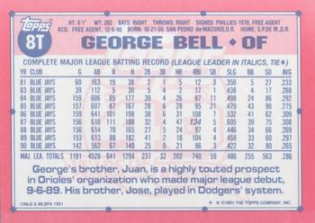1991 Topps Traded #8T George Bell Back