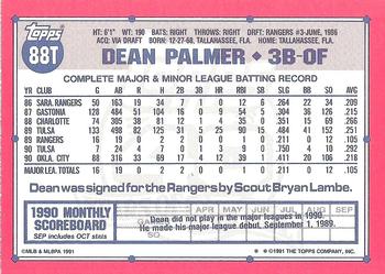 1991 Topps Traded #88T Dean Palmer Back
