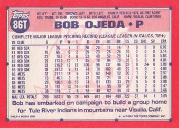 1991 Topps Traded #86T Bob Ojeda Back