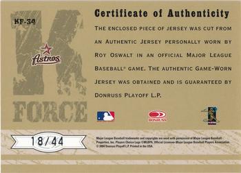 2004 Leaf Certified Cuts - K-Force Material #KF-34 Roy Oswalt Back