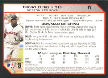 2004 Bowman #17 David Ortiz Back