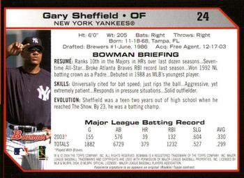 2004 Bowman #24 Gary Sheffield Back