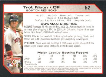 2004 Bowman #52 Trot Nixon Back
