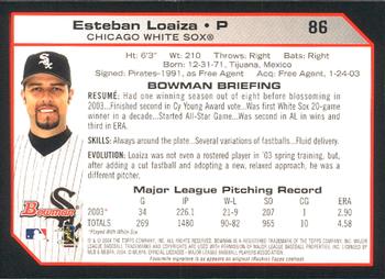 2004 Bowman #86 Esteban Loaiza Back