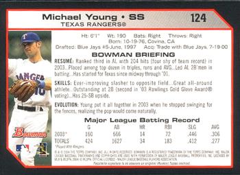 2004 Bowman #124 Michael Young Back