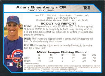 2004 Bowman #180 Adam Greenberg Back