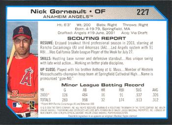 2004 Bowman #227 Nick Gorneault Back