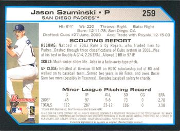 2004 Bowman #259 Jason Szuminski Back