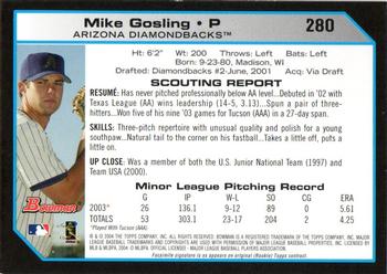 2004 Bowman #280 Mike Gosling Back