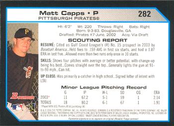 2004 Bowman #282 Matt Capps Back