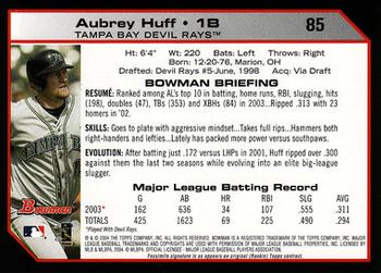 2004 Bowman #85 Aubrey Huff Back