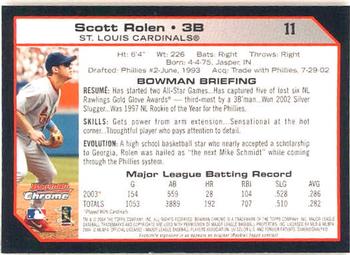 2004 Bowman Chrome #11 Scott Rolen Back