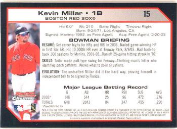 2004 Bowman Chrome #15 Kevin Millar Back