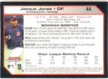 2004 Bowman Chrome #44 Jacque Jones Back
