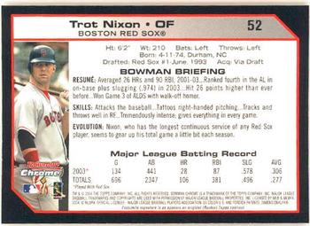 2004 Bowman Chrome #52 Trot Nixon Back