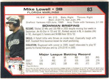 2004 Bowman Chrome #83 Mike Lowell Back