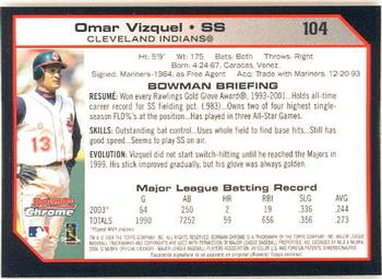 2004 Bowman Chrome #104 Omar Vizquel Back