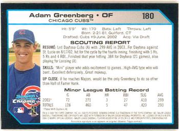 2004 Bowman Chrome #180 Adam Greenberg Back