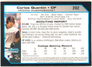 2004 Bowman Chrome #202 Carlos Quentin Back