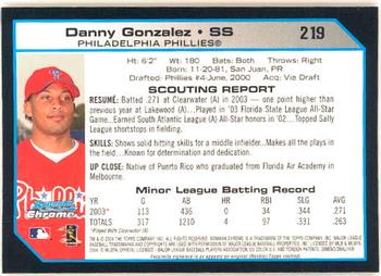 2004 Bowman Chrome #219 Danny Gonzalez Back
