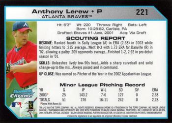 2004 Bowman Chrome #221 Anthony Lerew Back