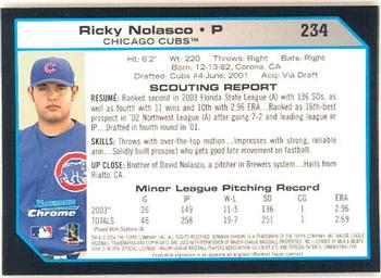 2004 Bowman Chrome #234 Ricky Nolasco Back