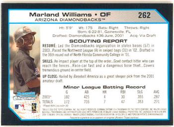 2004 Bowman Chrome #262 Marland Williams Back
