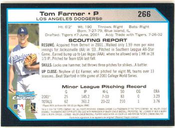 2004 Bowman Chrome #266 Tom Farmer Back