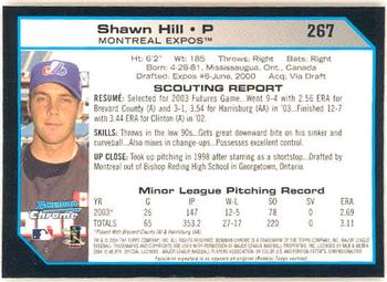 2004 Bowman Chrome #267 Shawn Hill Back