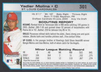 2004 Bowman Chrome #301 Yadier Molina Back