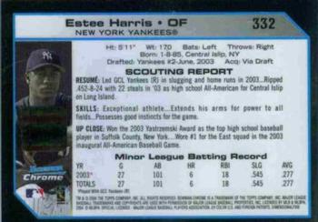 2004 Bowman Chrome #332 Estee Harris Back