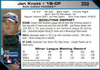 2004 Bowman Chrome #350 Jon Knott Back