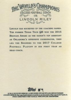 2018 Topps Allen & Ginter #175 Lincoln Riley Back