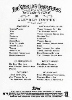 2018 Topps Allen & Ginter #240 Gleyber Torres Back