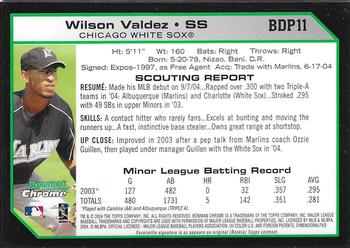 2004 Bowman Draft Picks & Prospects - Chrome #BDP11 Wilson Valdez Back