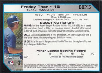 2004 Bowman Draft Picks & Prospects - Chrome #BDP13 Freddy Thon Back