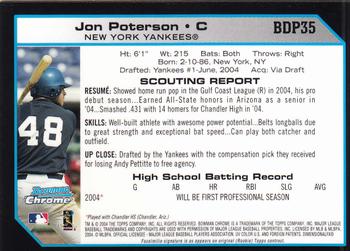 2004 Bowman Draft Picks & Prospects - Chrome #BDP35 Jon Poterson Back