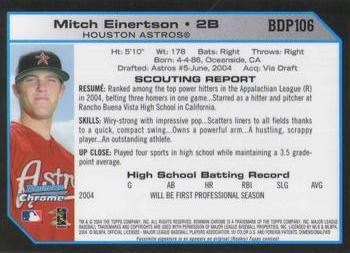 2004 Bowman Draft Picks & Prospects - Chrome #BDP106 Mitch Einertson Back