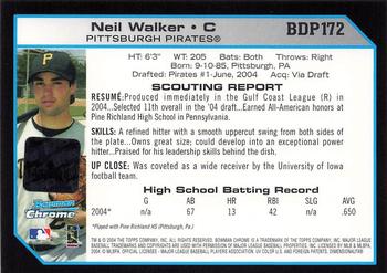 2004 Bowman Draft Picks & Prospects - Chrome #BDP172 Neil Walker Back